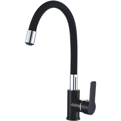 Смеситель для кухни, силиконовый излив, латунь, черный/хром HB70113-7