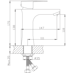 Смеситель для раковины, нержавеющая сталь HB10802