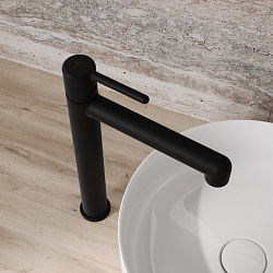 Cмеситель для настольного умывальника, черный матовый, Aiger, IDDIS, AIGBL01i01