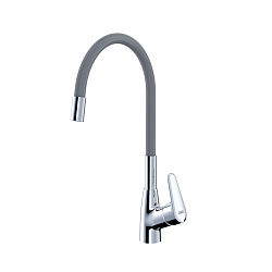 SINTUR Cмеситель для кухни с гибким силиконовым изливом, хром/серый