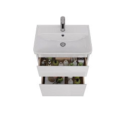 Тумба Lemark COMBI 60 см под 1 раковину, подвесная/напольная, 2 ящика, цвет корпуса, фасада: Белый г