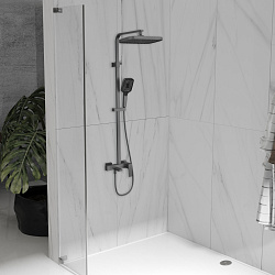 Душевая стойка Dice VSFS-4C12GM с изливом, вороненая сталь, , шт