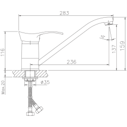 Смеситель для кухни, латунь, хром HB4901