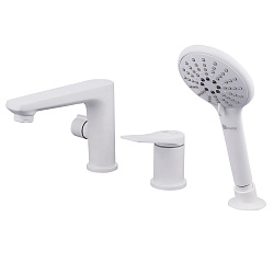 ВЫВОД BRONX Встраиваемый смеситель на борт ванны на 3 отверстия, латунь/белый матовый, LM3745MW