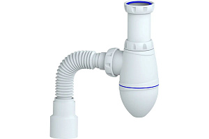 M422 Сифон для тюльпана, умывальника без выпуска 1 1/4" (Ø 32) гибкий отвод в канализ Ø32х32/40/50