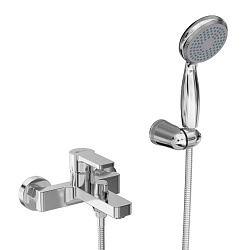 AURA Смеситель для ванны с коротким изливом, поворотный переключатель, латунь/хром