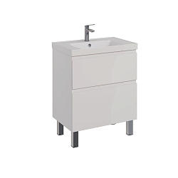 Тумба Lemark VEON 70 см под 1 раковину, подвесная/напольная, 2 ящика, цвет корпуса, фасада: Белый гл