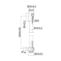 Шланг для душа, ПВХ, 2,0 м, 230, Milardo, 230P200M19