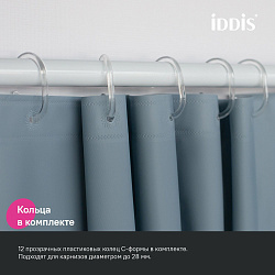 Штора для ванной, 200x180 см, PE, светло-серый, IDDIS, P09PE18i11