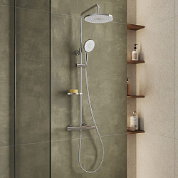 Смеситель термостатический для душа со стойкой и тропической лейкой, Ideal Spa. Milardo, ILSSBTHM89