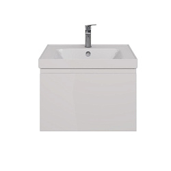 Тумба Lemark VEON MINI 60 см под 1 раковину, подвесная,1 ящик, цвет корпуса, фасада: Белый глянец