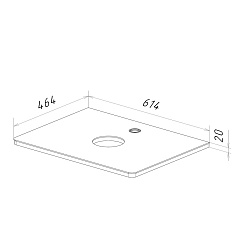 Столешница OLIVIA 65см под 1 раковину из стекла, цвет: Белый