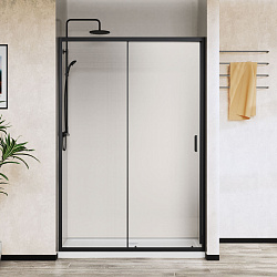 Душевая дверь City VDS-5CT130CLB, 1300, черный, стекло прозрачное, , шт