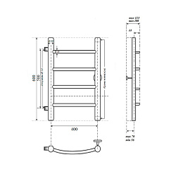 Полотенцесушитель водяной Point Афина PN04546 П4 400x600 с боковым подключением 500, хром