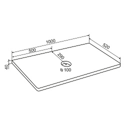 Столешница из массива NORDIC 1000*520*40 /ясень /с отв. под раковину/