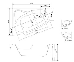 Ванна прямоуг.: LORENA 150x70 без ножек, ультра белый