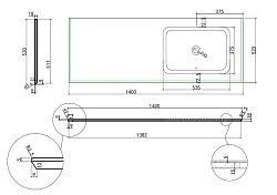 Столешница из натурального мрамора с интегрированной раковиной VWTB-4LX140VB-R,правая,черный Версаче