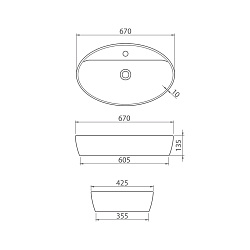 Умывальник накладной Opadiris CeraStyle One 67