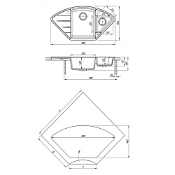 IRKANA 980 Мойка кухонная из кварцгранита цвет: шампань  комплектация: крепеж, сливная арматура с пе