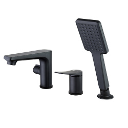 Встраиваемый смеситель на борт ванны на 3 отверстия, высота излива 11 см, длина 17 см