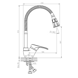 Смеситель для кухни с гибким изливом, 2 режима, высота излива 19 см, длина 17 см, латунь/хром