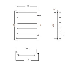 Aringa Римини полотенцесушитель водяной 50*80*50 с боковым подключением, хром