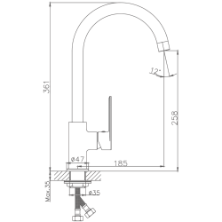 Смеситель для кухни, латунь, хром HB70590