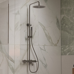 Душевая стойка Villa VSFS-1VL1GM с изливом, 25см верх. душ из нерж. стали, вороненая сталь , , шт