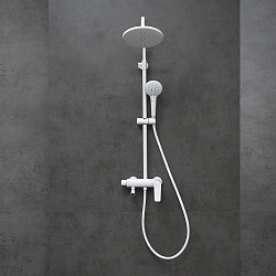 Бронкс Смеситель для ванны с верхней душевой лейкой "Тропический дождь", 3-ф. лейкой, белый