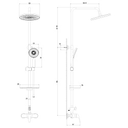 Душевая система с тропическим душем без излива, хром