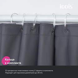 Штора для ванной, 200x180 см, PE, темно-серый, IDDIS, P03PE18i11