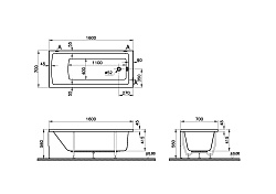 Ванна асимметр.: JOANNA 150x95, левая, ультра белый