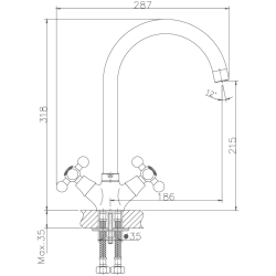 Смеситель для кухни, латунь, бронза HB4119-5
