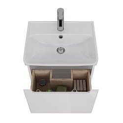 Тумба Lemark BUNO MINI 50 см под 1 раковину, подвесная, 1 ящик, цвет планки: Серый, цвет корпуса, фа