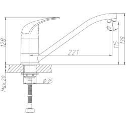 Смеситель для кухни, латунь, хром HB4903