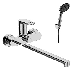 Смеситель универсальный с плоским изливом 32 см, поворотный переключатель, 3-х реж.лейка, RS33-32