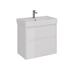 Тумба Lemark COMBI 80 см под 1 раковину, подвесная/напольная, 2 ящика, цвет корпуса, фасада: Белый г