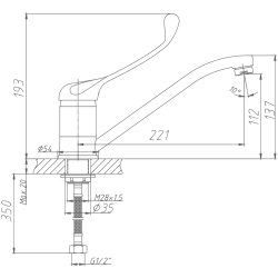 Смеситель хирургический для раковины, латунь, хром HB4954