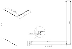 Душевая перегородка Walk-In VSW-7HS100GWG, 1000*2000, браш.золото, стекло ламинир. с золотыми нитями