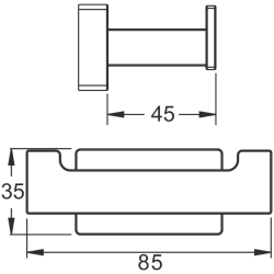 Крючок (квадрат) двойной, черный матовый B90305-2