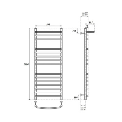 Полотенцесушитель водяной Point Альфа PN05150SP П14 500x1000 с полкой, хром