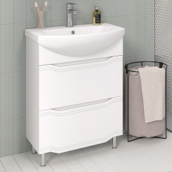 Тумба /2 ящ/белый/раковина Элеганс(60см) Viktoria/AQUA DE MARCO