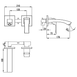 Встраиваемый смеситель для раковины, излив 18 см, латунь/хром