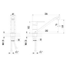 TULOS Cмеситель для кухни с низким поворотным изливом, хром