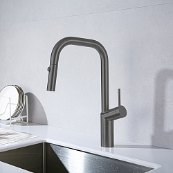 Смеситель для кухни Vincea VKF-107GM, вороненая сталь, , шт