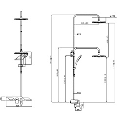 ВЫВОД TROPIK Душевая система с верх.душем и повор.изливом-перекл.10 см,регул.высота,хром/белый акрил