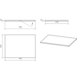 Столешница для тумбы п/рак. подвесная: MODUO 60, дуб, Сорт1