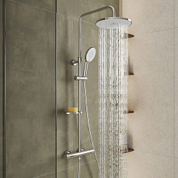 Смеситель термостатический для душа со стойкой и тропической лейкой, Ideal Spa. Milardo, ILSSBTHM89