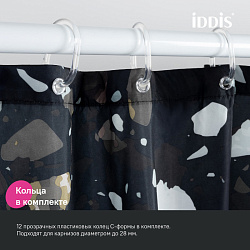 Штора для ванной, 200x180 см, Полиэстер, черный, IDDIS, BT02P18i11