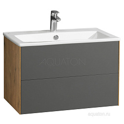 Тумба-умывальник Сохо 75 Дуб Веллингтон/Графит софт (Элина 75)